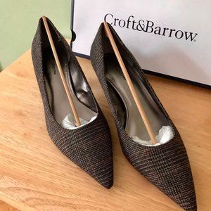 NEW Crofts & Barrow Brown Plaid 2" Pumps - 8M